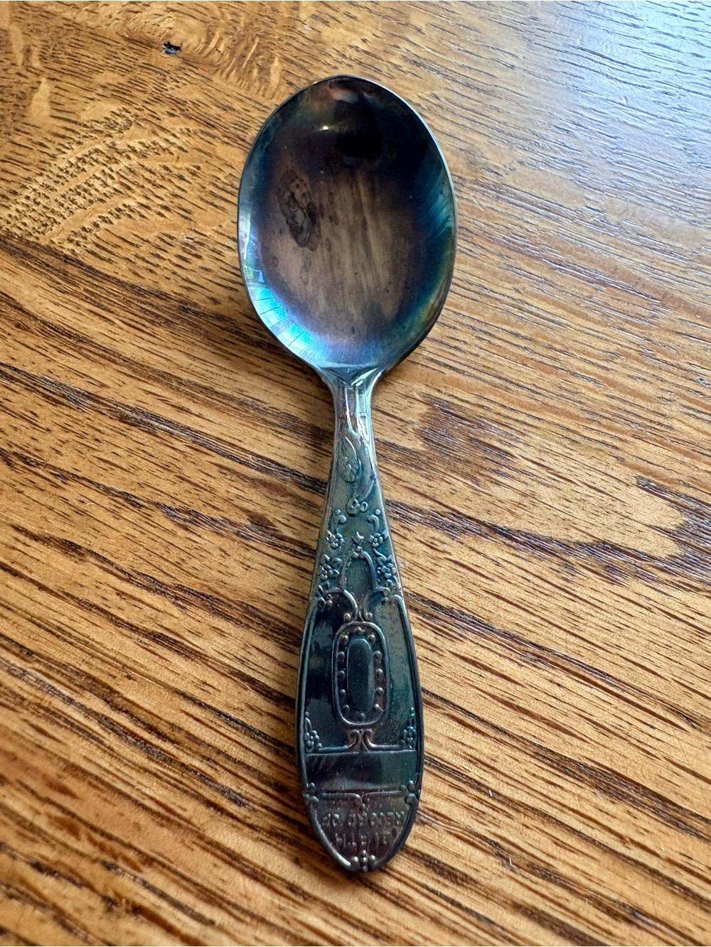 VTG Wm Rogers Silverplate Birth Record Baby Spoon